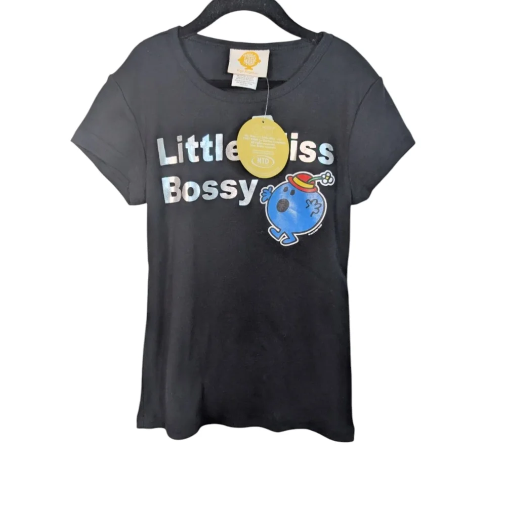 Mr Men Little Miss Y2K Black Crewneck Little Miss Bossy Deadstock 2007 Tee NEW! - Picture 8 of 8